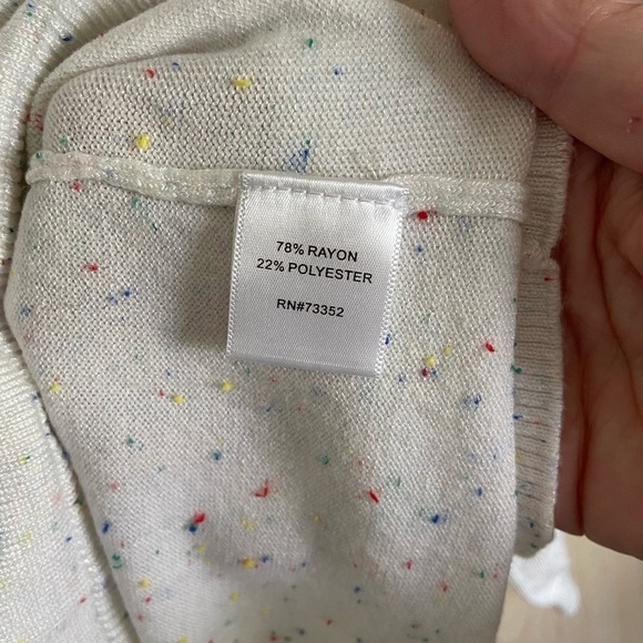 IT’S OUR TIME Funfetti Speckle White V-Neck Sweater Crisscross back Sz XL - Picture 7 of 9